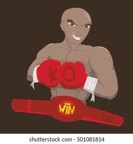 black-man puch ko glove boxing, he strong and spirit