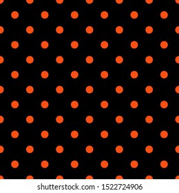 Black,orange polka dots seamless pattern vector backgrounds. Perfect for casual wears,wallpapers and gift warps.