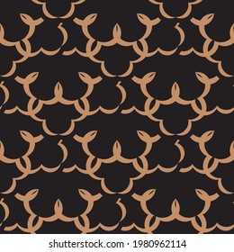 Black-orange seamless pattern with vintage ornaments. Good for covers, fabrics, postcards and printing. Vector illustration.