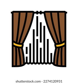 blackout curtains bedroom interior color icon vector. blackout curtains bedroom interior sign. isolated symbol illustration
