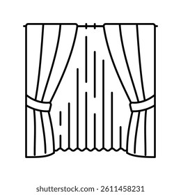 blackout curtains bedroom interior line icon vector. blackout curtains bedroom interior sign. isolated contour symbol black illustration