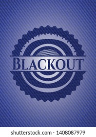 Blackout emblem with denim texture. Vector Illustration. Detailed.