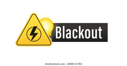 Blackout icon on a yellow background. power outage in a big city. Warning sign. Vector illustration