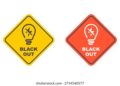 Blackout icon, yellow sticker. Flat illustration.