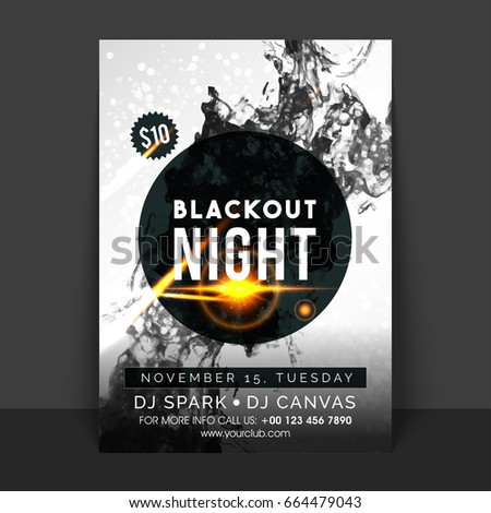 Blackout Night Flyer Music Party Template Stock Vector (Royalty Free ...