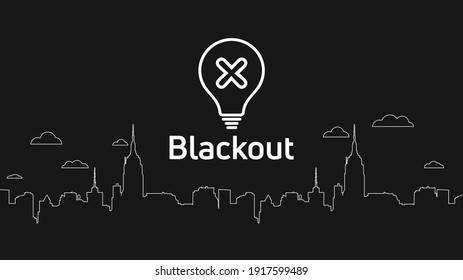 Blackout Post. Power Outage City Sign And Icon. Vector Illustration