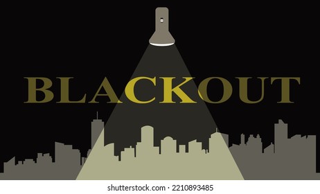 Blackout – Power Grid Overloaded. Flashlight Illuminates A City. Blackout Concept.