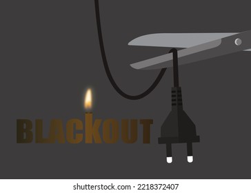 Blackout – Power Grid Overloaded. Scissors Cut Cable. Blackout Concept.