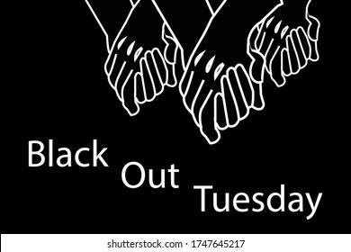 Blackout tuesday inscription on a black background. Black lives matter, blackout tuesday 2020 concept.