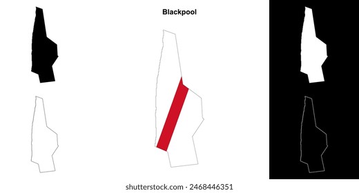 Blackpool blank outline map set