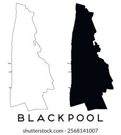 Blackpool map outline and black silhouette vector