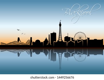 Blackpool Skyline - England, United Kingdom, UK, Great Britain - Vector Illustration