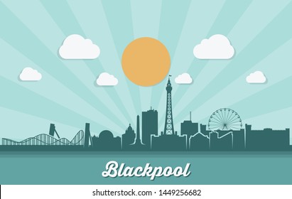 Blackpool skyline - England, United Kingdom, UK, Great Britain - vector illustration