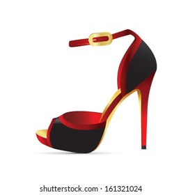 Black-red high heel; vector illustration