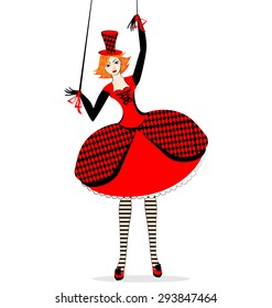 black-red and white fantasy of hand puppet Harlequin