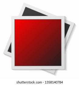 Black,red and white photo frames with shadows isolated on white background. Vector illustration