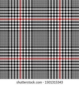 Black,Red and White tartan plaid Scottish seamless pattern.Texture from plaid,tablecloths,clothes,shirts,dresses, jacket,skirt,paper,bedding,blankets and other textile products.Glen plaid.Tweed fabric