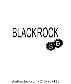 Blackrock writing black with black crypto coin, white background
