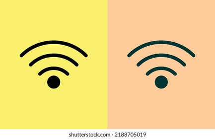  Black's  wi-fi sign. Vector silhouette of wi-fi zone consisting of outlines, with backlight on the dark background