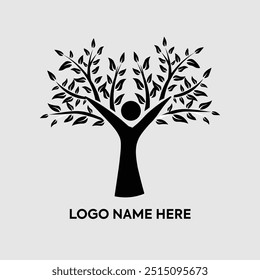 A black-shaped human tree logo design