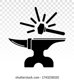 Blacksmith anvil with hammering flat icon for apps or website