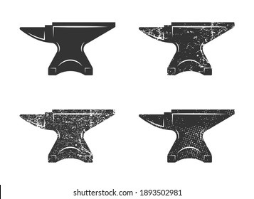 Blacksmith Anvil Icon Shape Symbol. Iron Smith Workshop Logo Sign. Vector Illustration Image. Isolated On White Background.