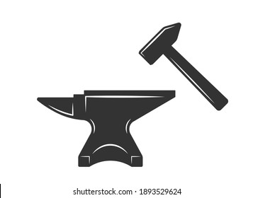  Blacksmith anvil icon shape symbol. Iron smith workshop logo sign. Vector illustration image. Isolated on white background.