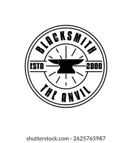 blacksmith anvil logo design concept vintage badge