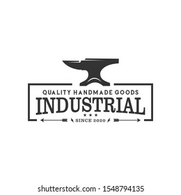 Blacksmith Anvil logo workshop steel industry vintage style iron metal work icon symbol