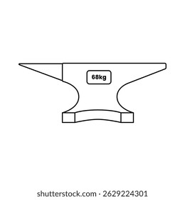 Blacksmith Anvil Outline Icon Illustration on White Background