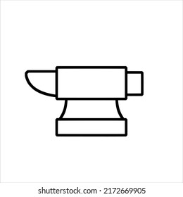 Blacksmith Anvil. Symbol Of Work In Forge. Forging And Manufacturing Of Steel. Outline Icon Illustration