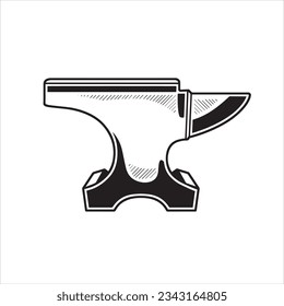 Herrero yunque. Símbolo de trabajo en forja. Ilustración del icono Esquema. Forja y fabricación de acero aislado en fondo blanco