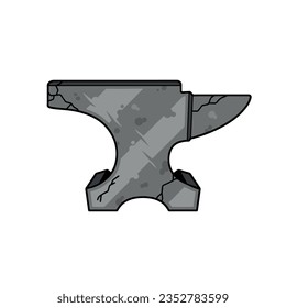 Blacksmith anvil. Symbol of work in forge. Forging and manufacturing of steel. Flat cartoon illustration isolated on white background