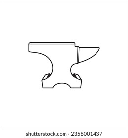 Herrero yunque. Símbolo de trabajo en forja. Ilustración del icono Esquema. Forja y fabricación de acero aislado en fondo blanco
