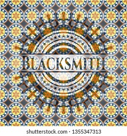 Blacksmith arabesque style emblem. arabic decoration.