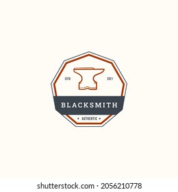 Blacksmith Badge Logo Premium Vector