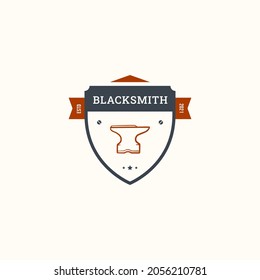 Blacksmith Badge Logo Premium Vector