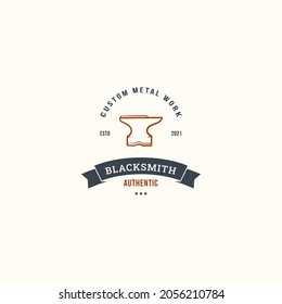 Blacksmith Badge Logo Premium Vector