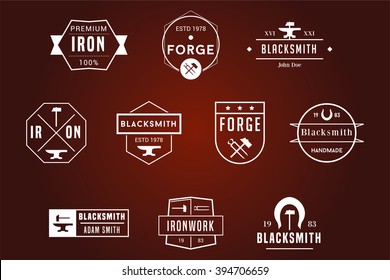 Blacksmith Badges White Vector Logos