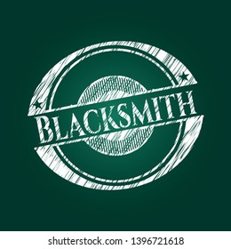 Blacksmith chalkboard emblem. Vector Illustration. Detailed.
