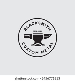 Blacksmith Custom Metal Forge Anvil Foundry Ironwork Logo Design