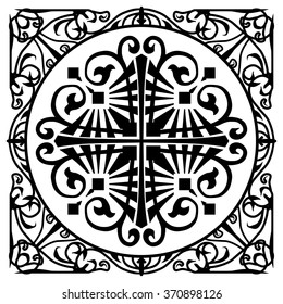 Blacksmith. Decorative elements. Orient traditional ornament. Oriental and ethnic art theme. Stained-glass window.
