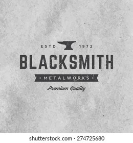 blacksmith emblem with grunge texture on old paper background