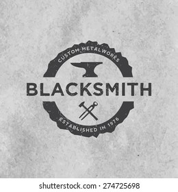 blacksmith emblem with grunge texture on old paper background