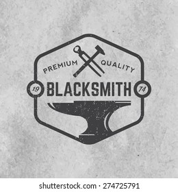 blacksmith emblem with grunge texture on old paper background