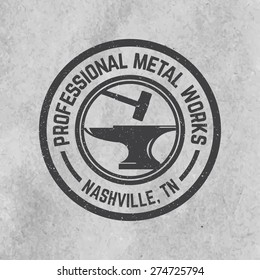 blacksmith emblem with grunge texture on old paper background