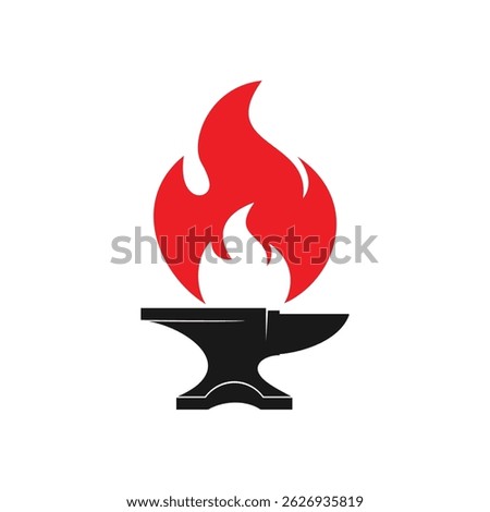 Blacksmith fire iron logo design vector template
