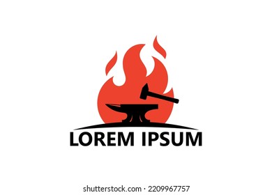 Blacksmith Fire Logo Template Design Vector