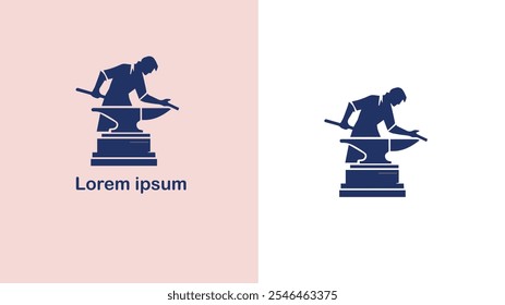 Blacksmith Forgemaster Metalsmith Smith unique logo design illustration