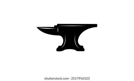 Blacksmith forging anvil, black isolated silhouette